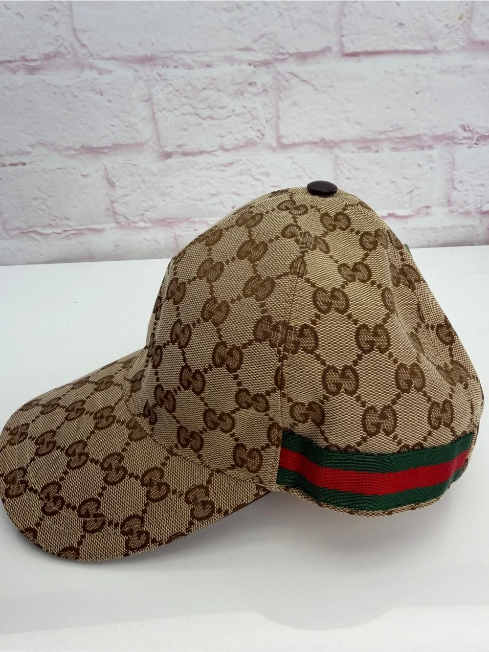 Gucci NWT Classic Web Sherry Line Khaki GG Baseball Hat